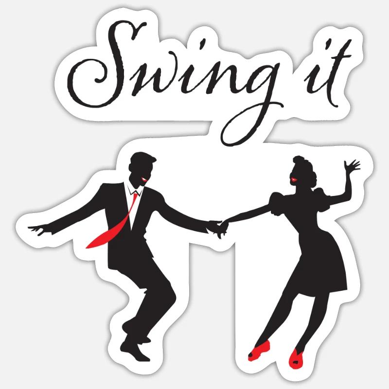 Swing Dancing Swing It - Sticker taille S (10 x 10 cm) - blanc mat