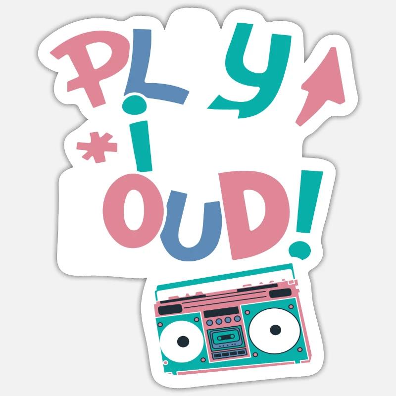 Bass Play it Loud - Sticker taille S (10 x 10 cm) - blanc mat