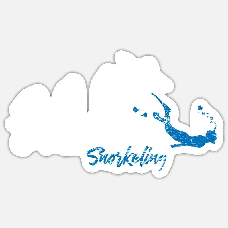 Plongée plongée avec tuba évolution récif de corail Sticker taille S (10 x 10 cm)