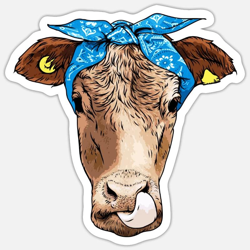 Hipster Kuh Tier Sticker Größe S (10 x 10 cm)