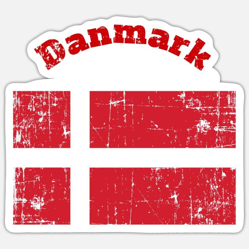 Danish flags with text Sticker size S (10 x 10 cm)
