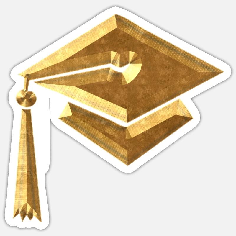 Studentenhut - Sticker Größe S (10 x 10 cm) - Mattweiß