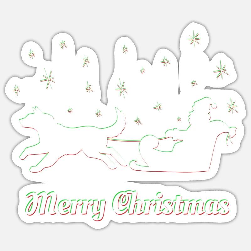 Weihnachten – Weihnachtspullover – Husky - Sticker Größe S (10 x 10 cm) - Mattweiß