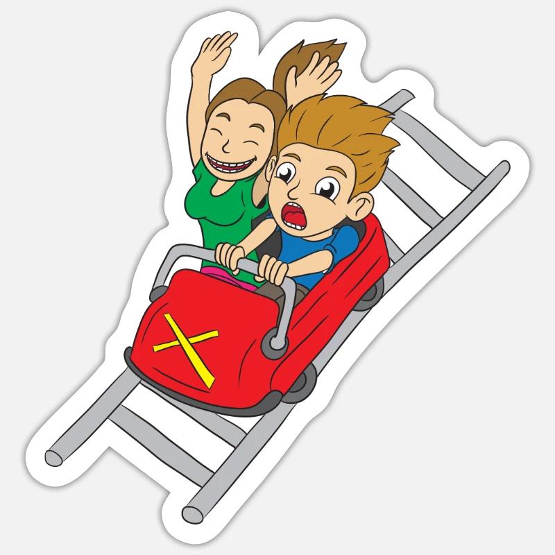 Roller Coaster Ride Theme Park Rummel Gift Sticker size S (10 x 10 cm)