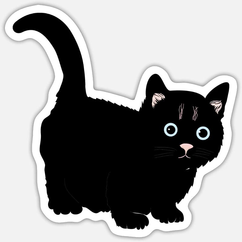 Katze schwarz - Sticker Größe S (10 x 10 cm) - Mattweiß
