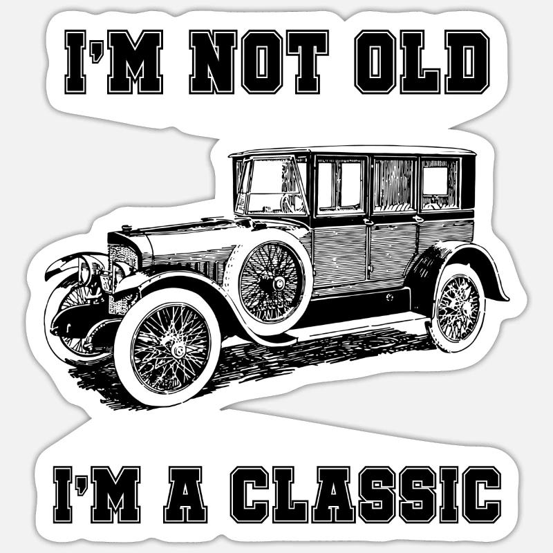 Oldtimer - Sticker Größe S (10 x 10 cm) - Mattweiß