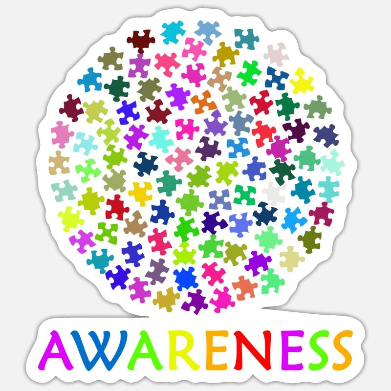 Sensibilisation à l'autisme - Sticker taille S (10 x 10 cm) - blanc mat
