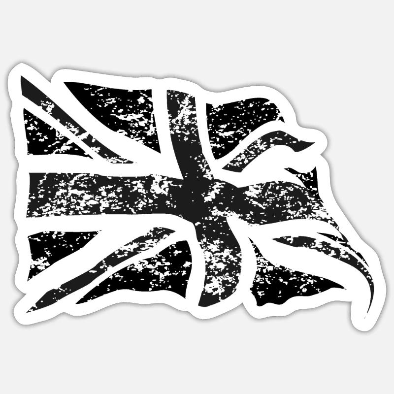 Great Britain Flag Black on Black Gift - Sticker size S (10 x 10 cm) - white matte