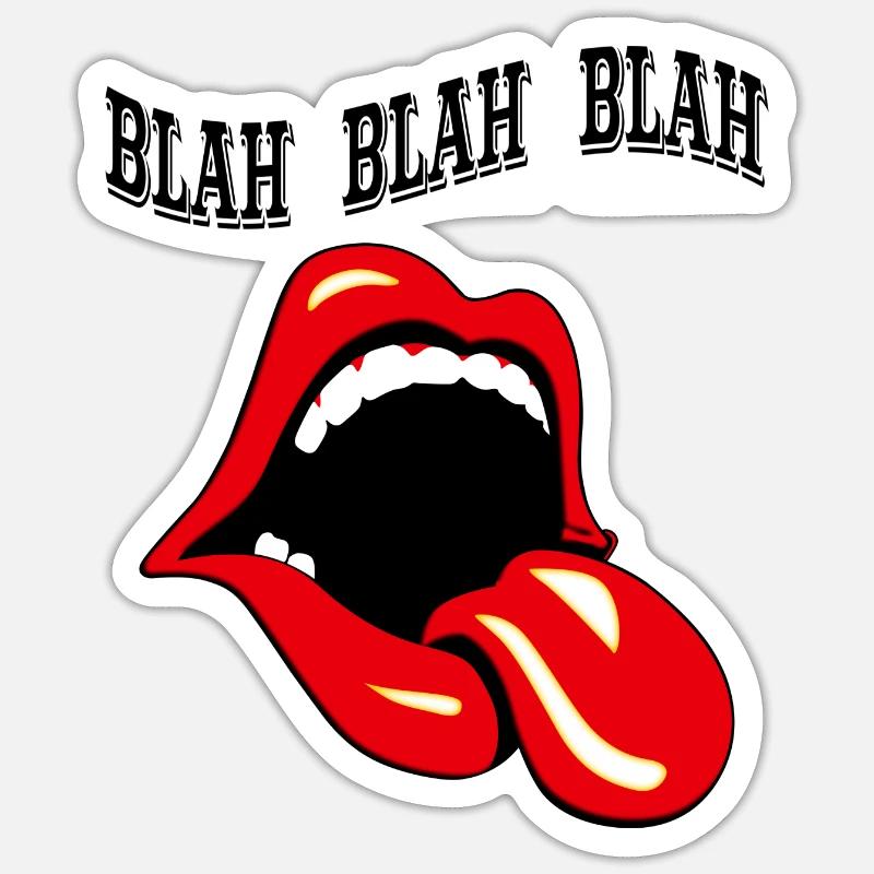 Zunge Bla Bla Bla Grafik - Sticker Größe S (10 x 10 cm) - Mattweiß