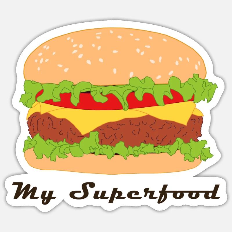 Comic Hamburger avec slogan - Sticker taille S (10 x 10 cm) - blanc mat