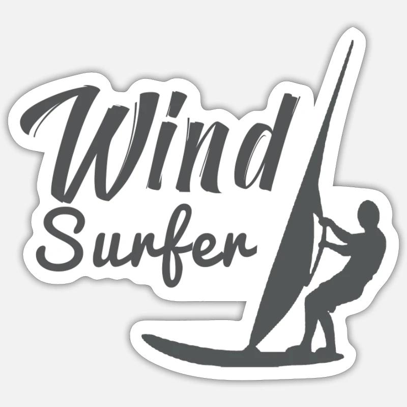 Windsurfen Windsurfing Surfer Geschenk Windsurfer - Sticker Größe S (10 x 10 cm) - Mattweiß