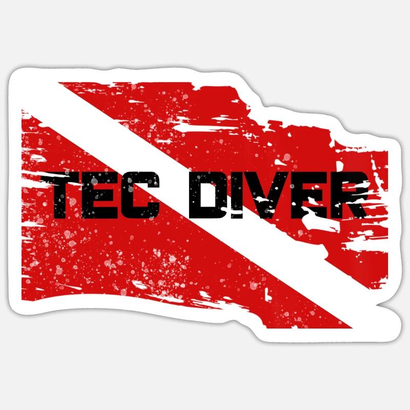 TEC DIVER - Sticker size S (10 x 10 cm) - white matte
