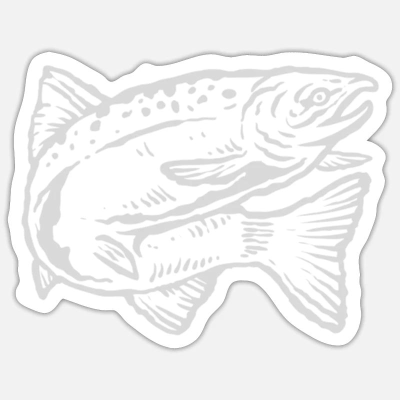 pêche - Sticker taille S (10 x 10 cm) - blanc mat