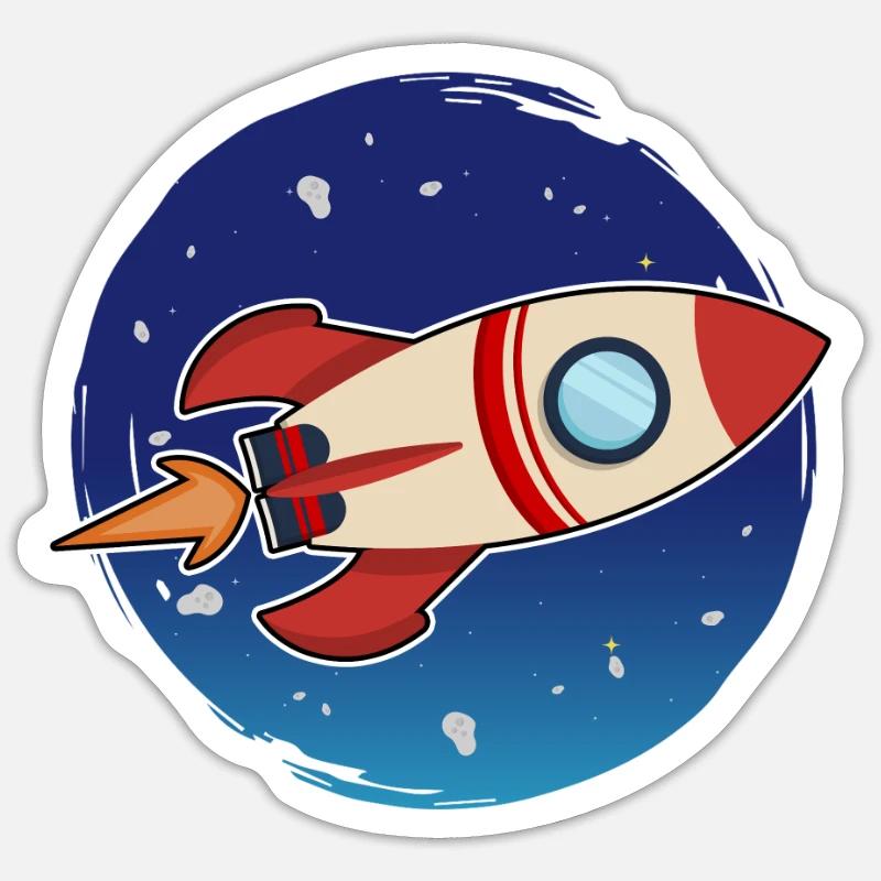 Fast Rocket se lance dans l'espace - Sticker taille S (10 x 10 cm) - blanc mat