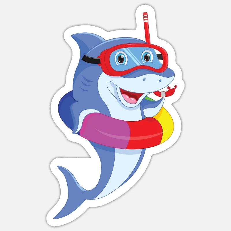 Les requins Plongent - Sticker taille S (10 x 10 cm) - blanc mat