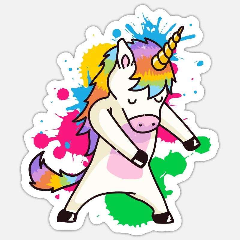 Floss Dance Einhorn - Sticker Größe S (10 x 10 cm) - Mattweiß