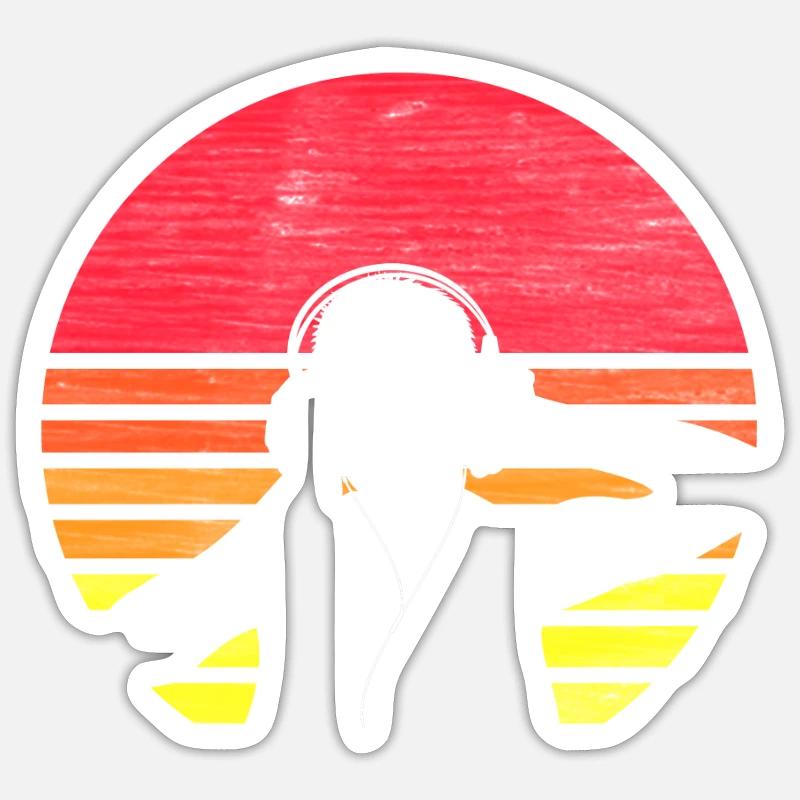 DJ Deejay DJing Retro - Sticker taille S (10 x 10 cm) - blanc mat