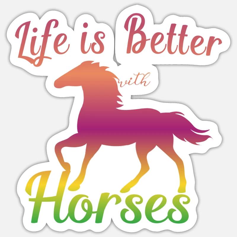 Pferd Pferd Pferde Pferde Geschenk - Sticker Größe S (10 x 10 cm) - Mattweiß