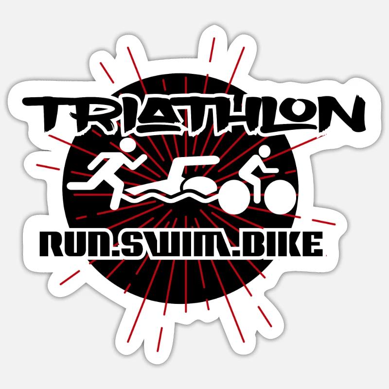 Triathlon - Sticker taille S (10 x 10 cm) - blanc mat
