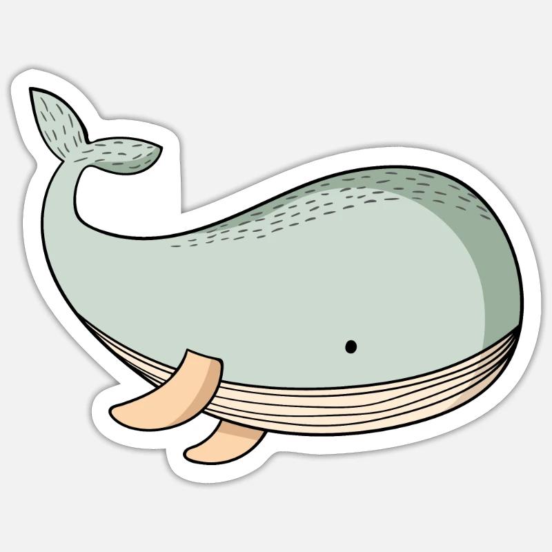 Wal - Sticker Größe S (10 x 10 cm) - Mattweiß