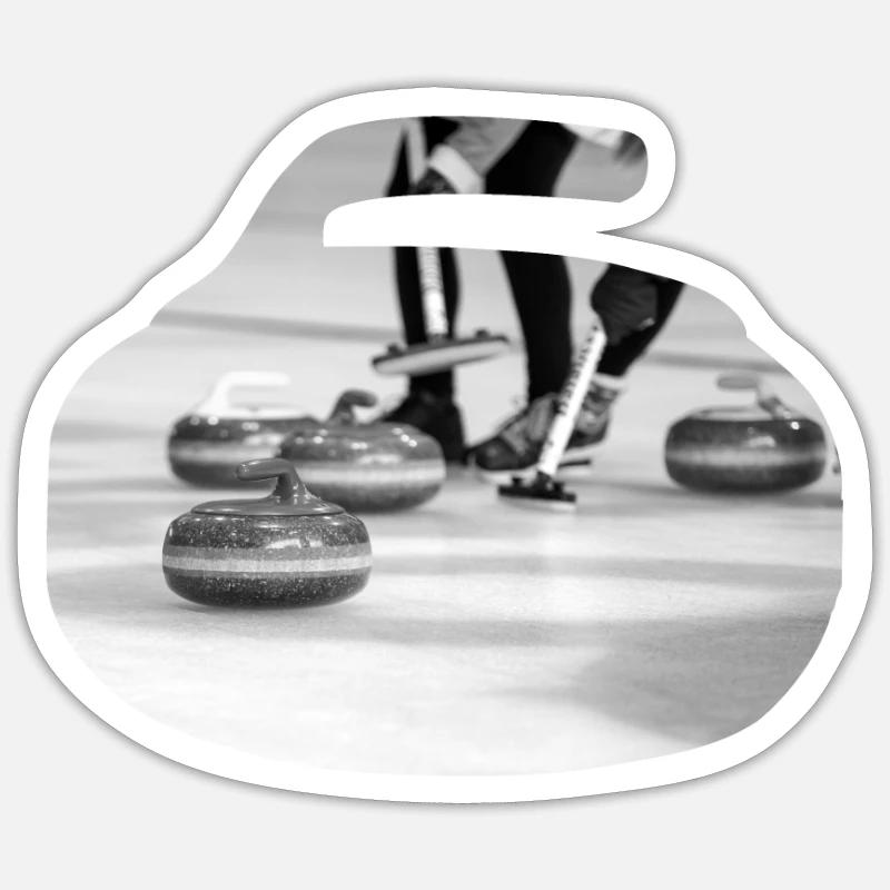 Pierre de curling - Sticker taille S (10 x 10 cm) - blanc mat