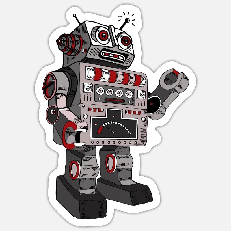 roboter robby mr. robot scifi android toy retro pc Sticker Größe S (10 x 10 cm)