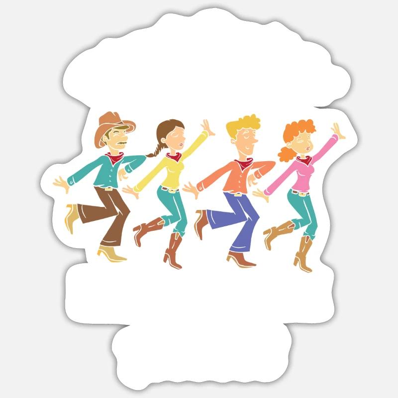 Line Dance Amis - Sticker taille S (10 x 10 cm) - blanc mat