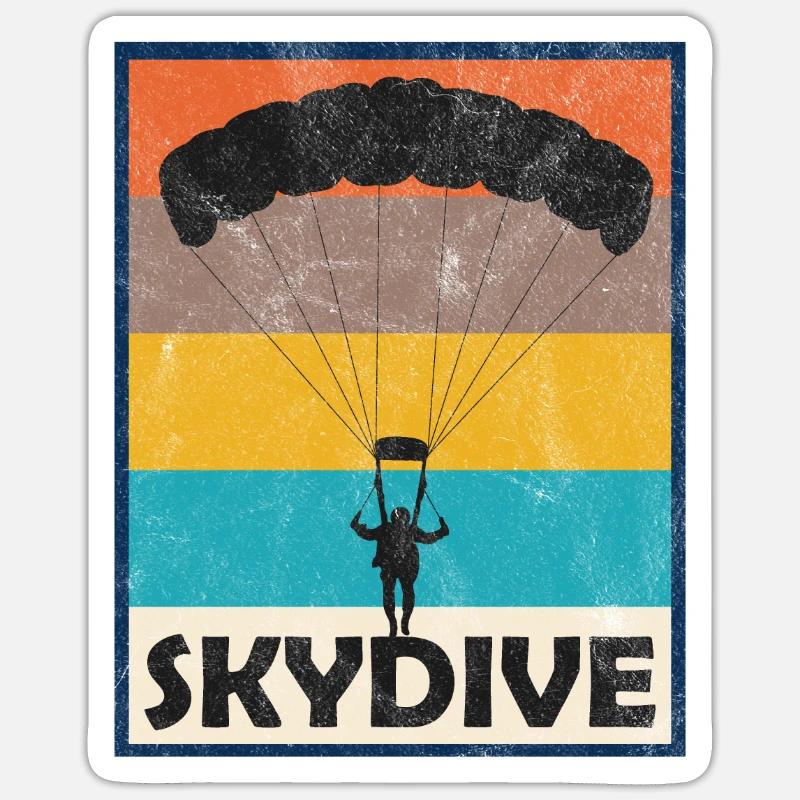 Skydive skydiving parachute jumping gliding - Sticker size S (10 x 10 cm) - white matte