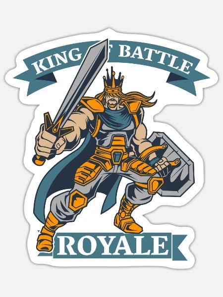 King of Battle Geschenkidee - Sticker Größe S (10 x 10 cm) - Mattweiß