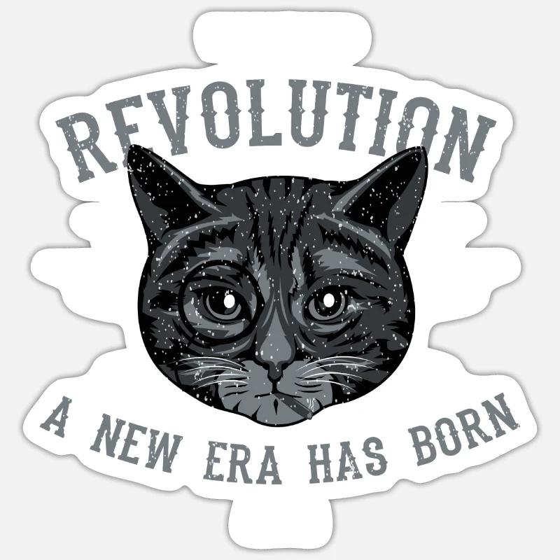 Revolution Cat Cat Cool - Sticker taille S (10 x 10 cm) - blanc mat