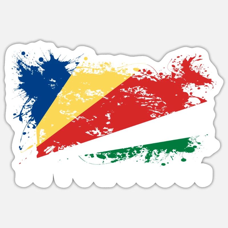 Seychelles seychelles afrique drapeau drapeau pays - Sticker taille S (10 x 10 cm) - blanc mat
