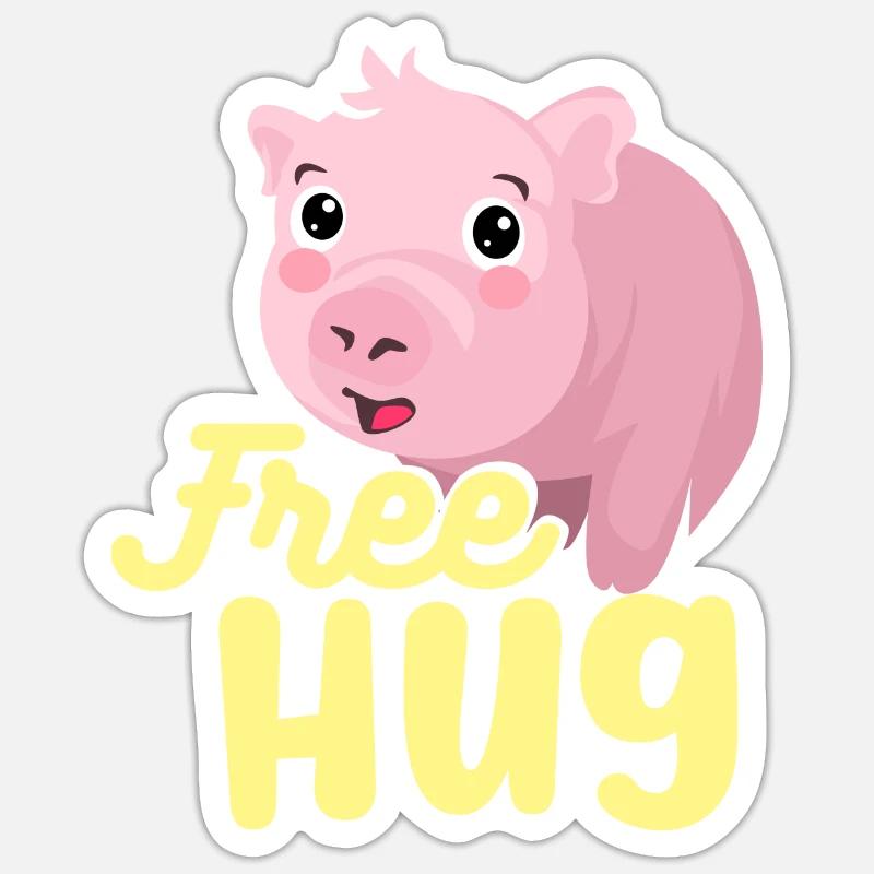 Hug Pig - Sticker size S (10 x 10 cm) - white matte