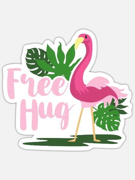 Umarmung Flamingo - Sticker Größe S (10 x 10 cm) - Mattweiß