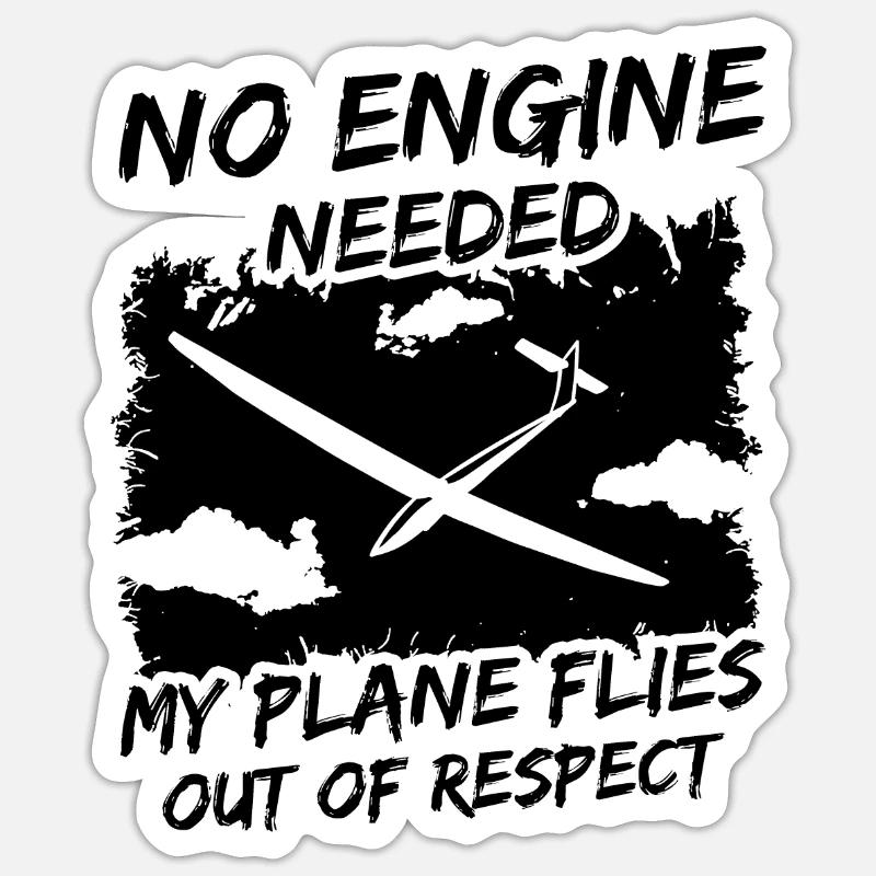 Gliding Planeur Planeur Glider - Sticker taille S (10 x 10 cm) - blanc mat