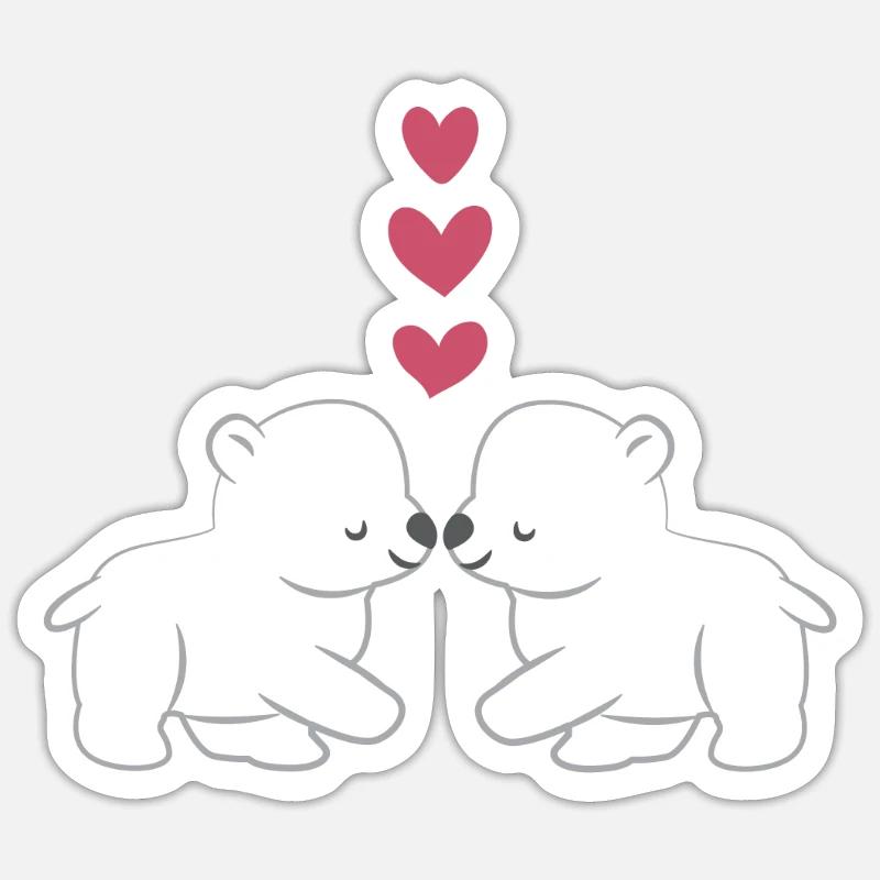 Eisbär– Eisbären - Valentinstag - Geschenk - Paar Sticker Größe S (10 x 10 cm)