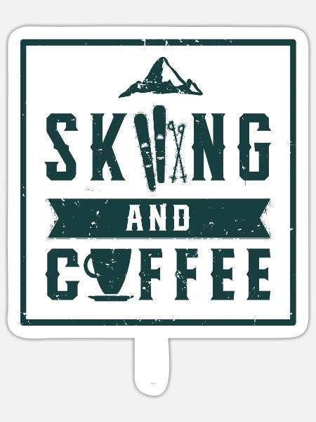 Skier Skifahrer Skifahren Apres Ski Ski - Sticker Größe S (10 x 10 cm) - Mattweiß