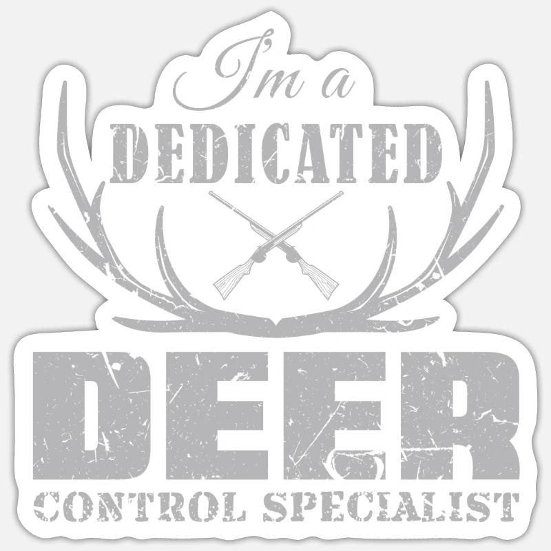 Hirsch Jagd - Sticker Größe S (10 x 10 cm) - Mattweiß
