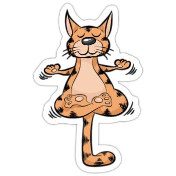 Yoga Cat Meditation Kitten Cartoon Funny - Sticker size S (10 x 10 cm) - white matte - Front