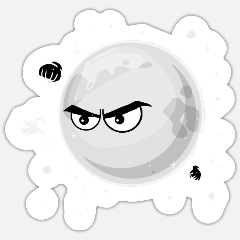 Lune haut astronaute Spatial Spatial Drôle - Sticker taille S (10 x 10 cm) - blanc mat