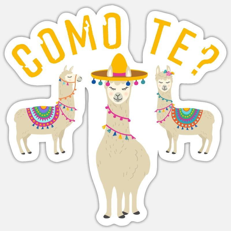 Como Te Llamas Alpacas - Sticker size S (10 x 10 cm) - white matte