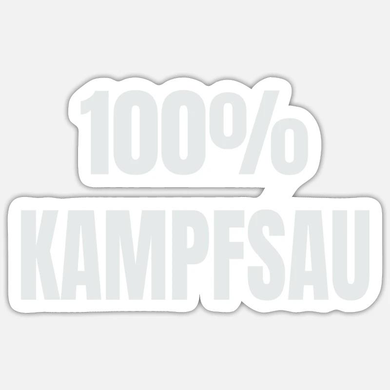 100% Kampfsau - Sticker Größe S (10 x 10 cm) - Mattweiß