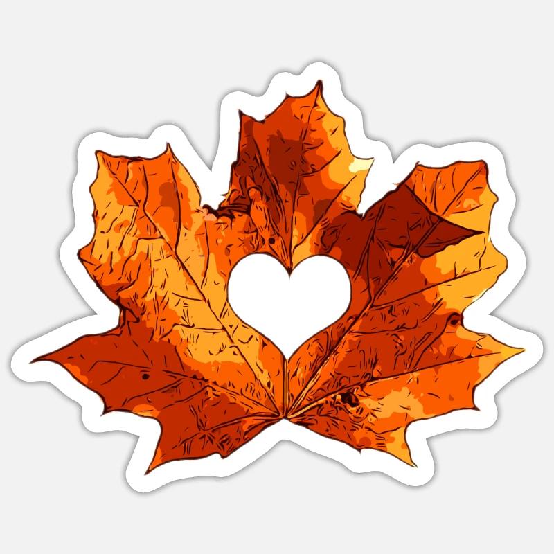 Maple maple leaf heart - Sticker size S (10 x 10 cm) - white matte