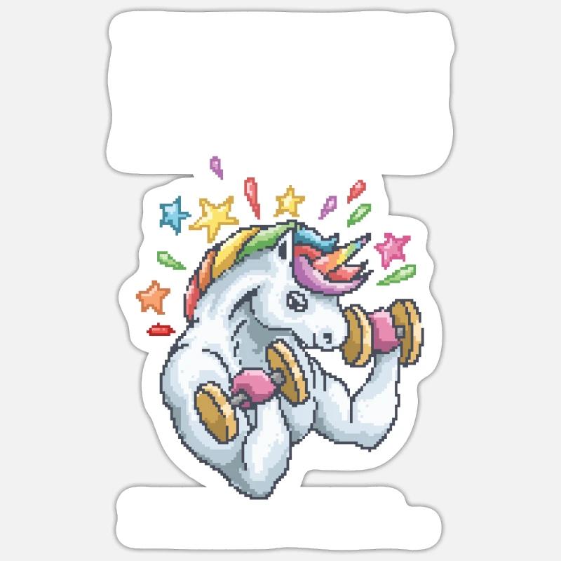 Installing Muscles Rainbow Unicorn Gift Sticker size S (10 x 10 cm)
