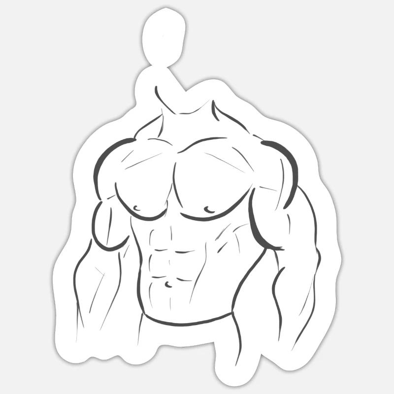 culturiste - Sticker taille S (10 x 10 cm) - blanc mat