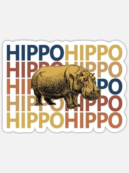 Nilpferd Retro Vintage - Sticker Größe S (10 x 10 cm) - Mattweiß