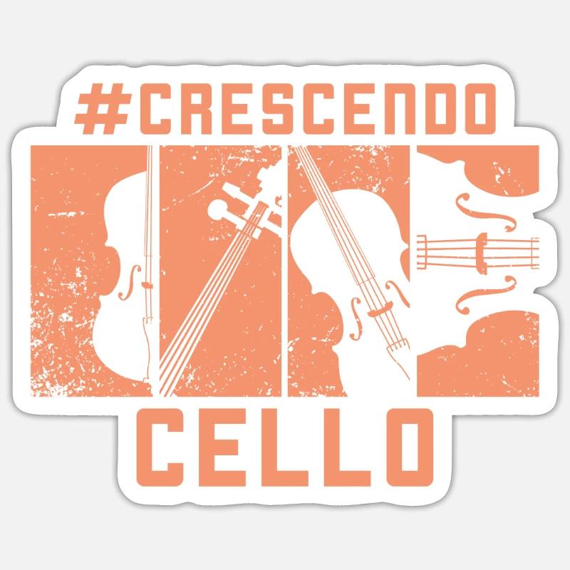 Cello Cello Gift Cordes Crescendo violoncelliste - Sticker taille S (10 x 10 cm) - blanc mat