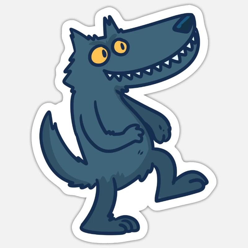 Wolf Cartoon Comic Rudel Beute Geschenk Idee Wild Sticker Größe S (10 x 10 cm)