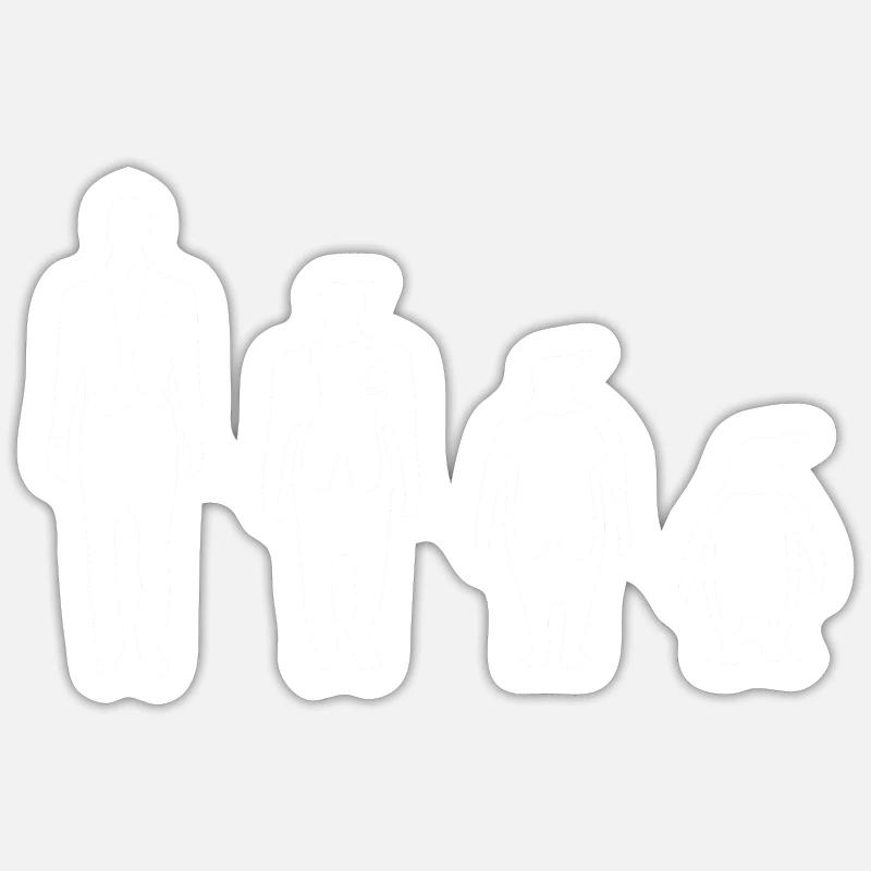 Evolution Mensch Pinguin - Sticker Größe S (10 x 10 cm) - Mattweiß