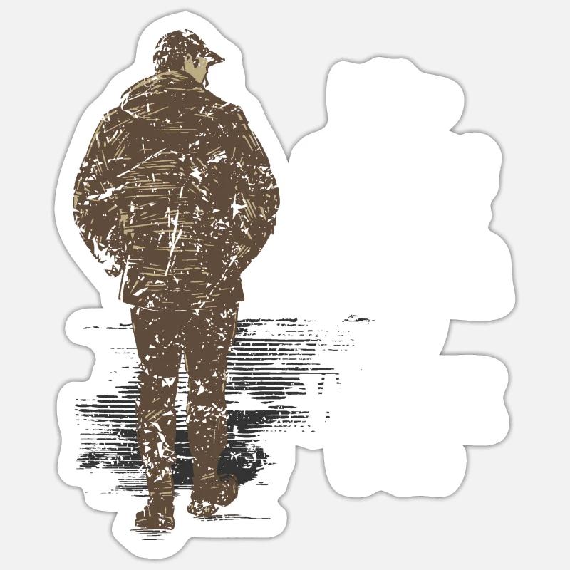 Promenade et randonnée - Sticker taille S (10 x 10 cm) - blanc mat