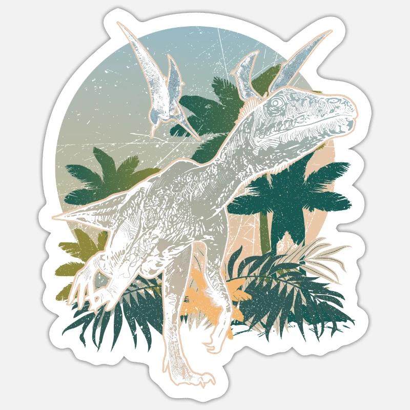 Utharaptor Dinosaurier Jäger der Urzeit Geschenk - Sticker Größe S (10 x 10 cm) - Mattweiß